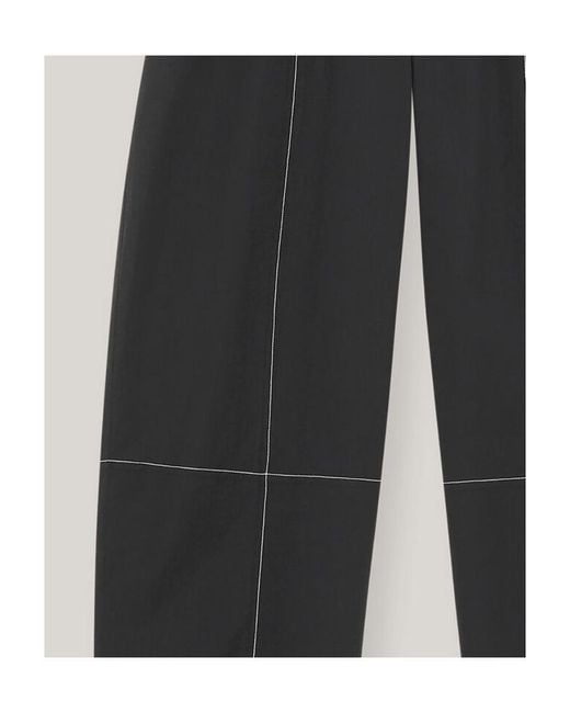 Ganni Gray Stitched Detailed Straight Leg Trousers