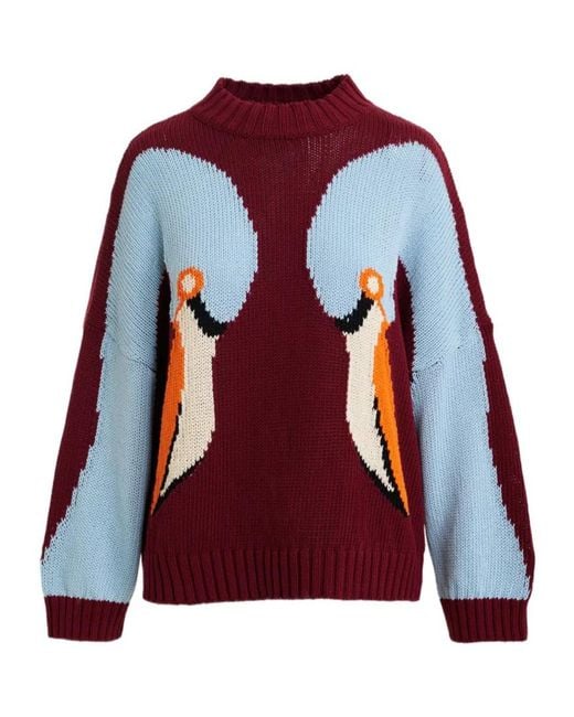Essentiel Antwerp Red Jinie Intarsia Knitted Sweater
