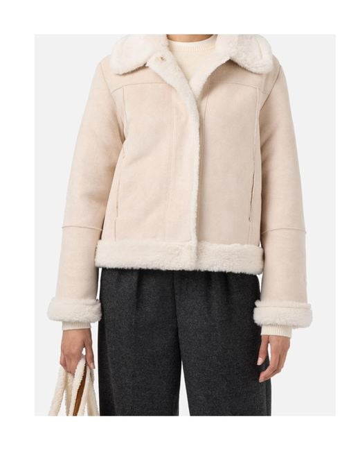 Mc2 Saint Barth Natural Lorayne Faux-Shearling-Collar Jacket