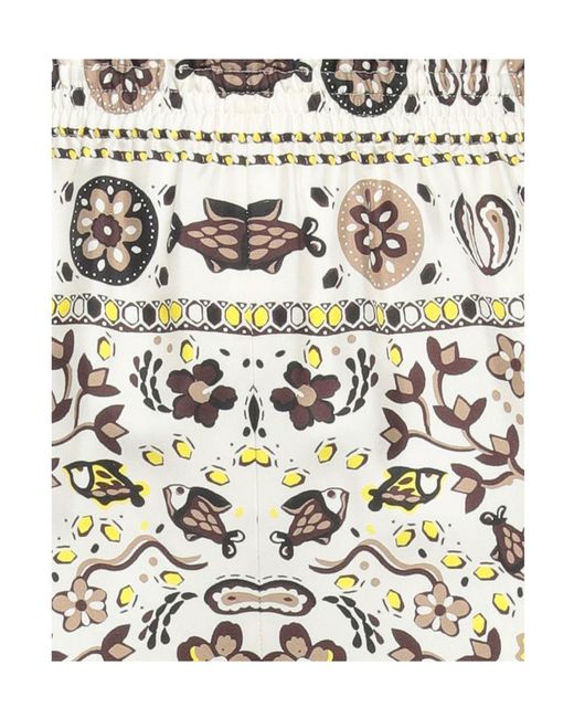 Tory Burch White Floral-Print Casual Trousers