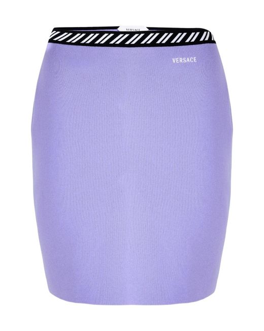 Versace Blue Knit Mini Pencil Skirt