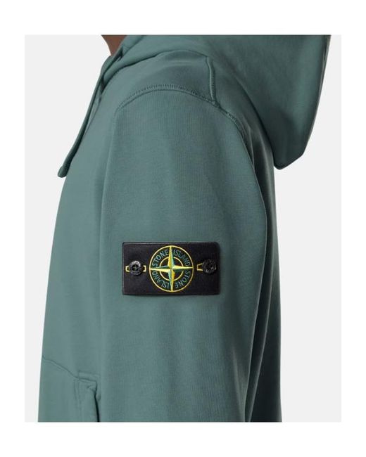 Stone Island Green Logo Patch Drawstring Hoodie for men