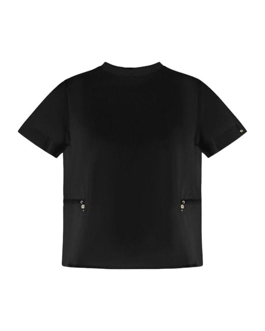 Herno Black Contrast-Panel Drawstring Waist T-Shirt