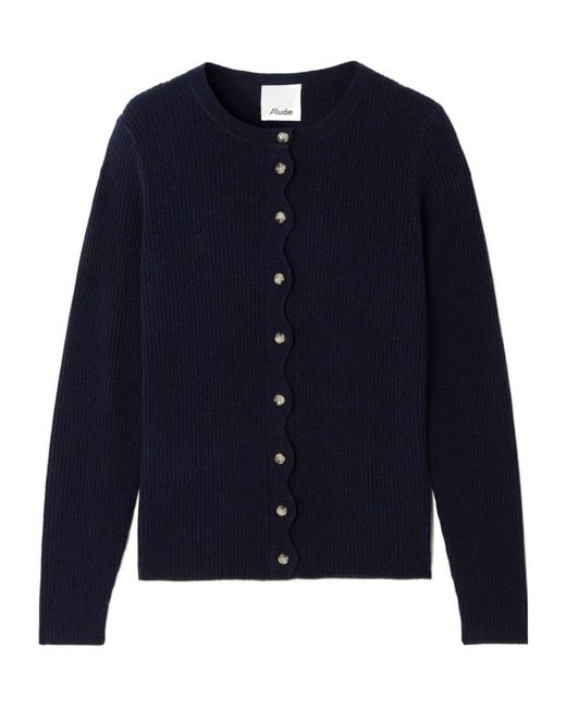 Allude Blue Cashmere-Blend Cardigan