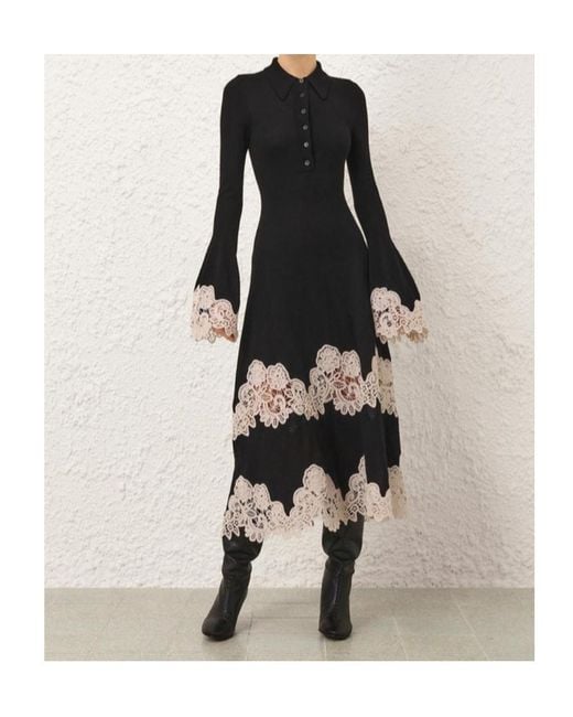 Zimmermann Black Valiant Merino Lace Dress