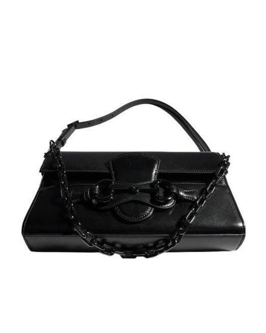 Gucci Black Horsebit Ristretto Medium Shoulder Bag