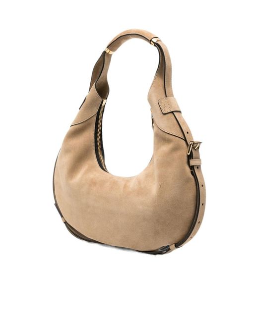 Moschino Natural Crescent-Shape Shoulder Bag