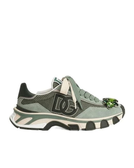 Dolce & Gabbana Green Dg Country Road Textile Sneakers
