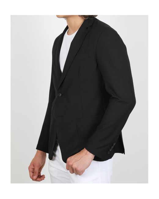 Emporio Armani Black Lapel Long-Sleeved Suit Jacket for men