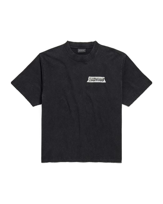 Balenciaga Black Cotton Masking Tape T-Shirt