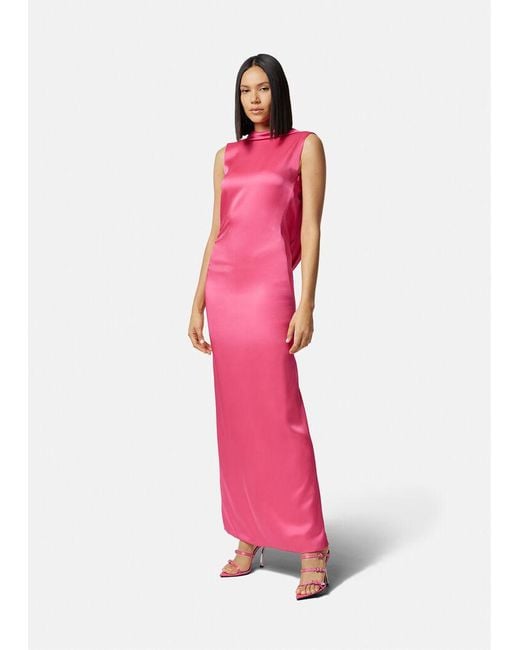 Versace Pink Cowl-Back Sleeveless Maxi Dress