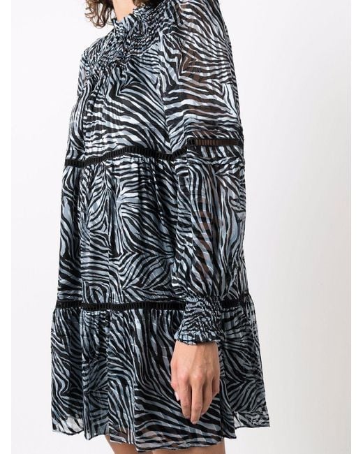 Michael Kors Gray Michael Zebra Printed Mini Dress