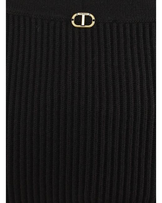 Twinset Black Ribbed Midi Skirt