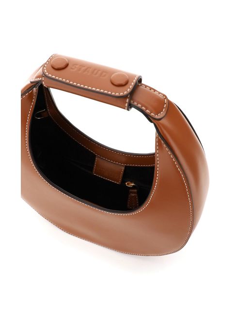 Staud Brown Moon Strapped Mini Shoulder Bag