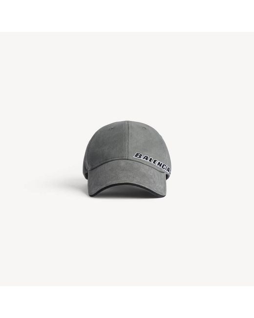 Balenciaga Gray Logo Embroidered Baseball Cap for men