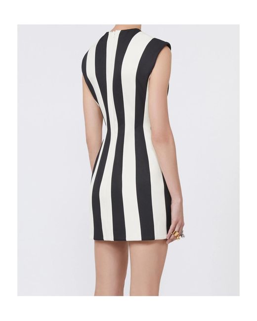 Sportmax Black Hourglass Striped Sleeveless Mini Dress