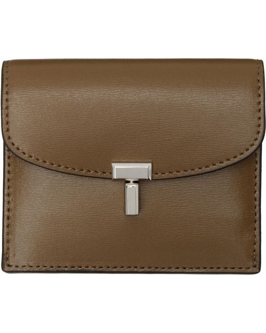 Totême Brown T-Lock Leather Wallet