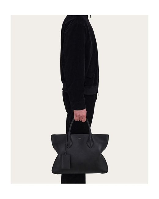 Ferragamo Black Monogram Structured Leather Tote Bag for men
