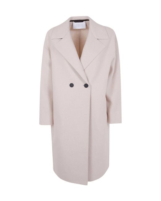 Harris Wharf London Women's White Double-Breasted Wool Coat