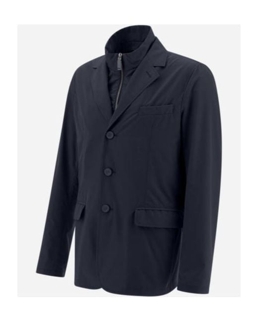 Herno Blue Buttoned Layered Jacket for men