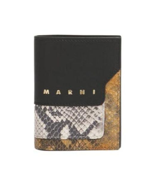 Marni Black Printed Bifold Wallet