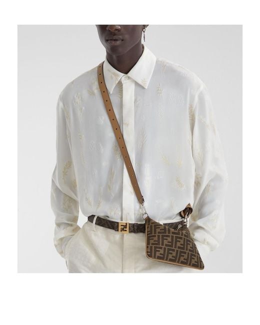 Fendi White Squared Ff Reversible Belt for men