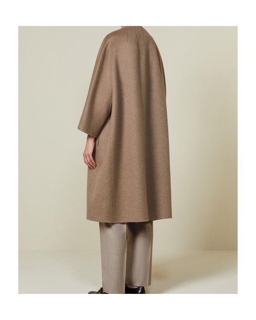 Max Mara Natural Atelier Amour Zip-Up Crewneck Coat