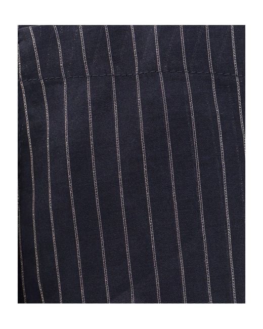 Brunello Cucinelli Gray Pinstriped Wide Leg Trousers