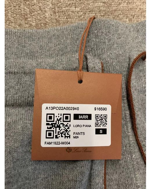 Loro Piana Gray Drawstring Knitted Pants for men
