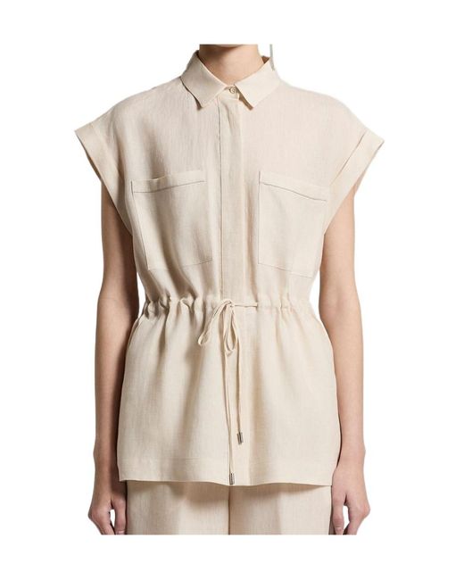Peserico Natural Drawstring Waist Sleeveless Top