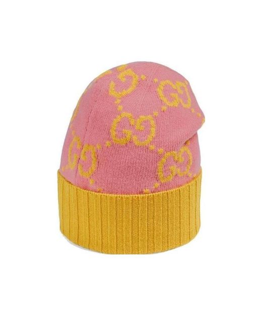 Gucci Pink Gg Knit Wool Hat