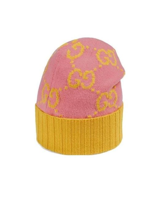 Gucci Pink Gg Knit Wool Hat