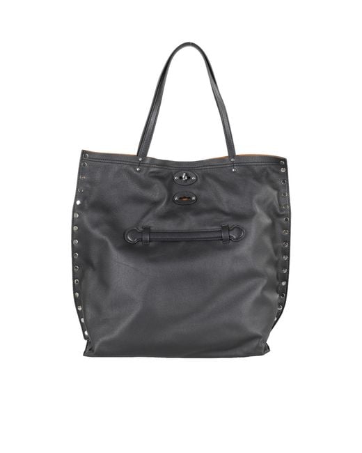 Zanellato Black Aspasso Studded Medium Tote Bag