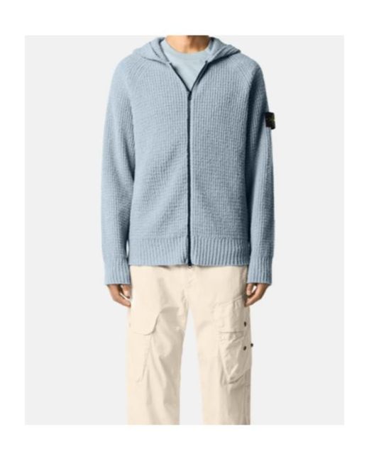 Stone Island Blue Logo Patch Zip-Up Jumper for men
