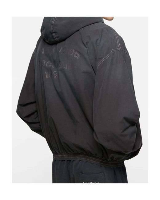 Acne Black Logo-Print Zip-Up Hoodie for men