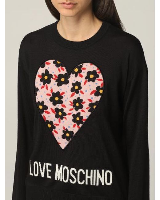 Moschino Black Floral-Print Knitted Jumper