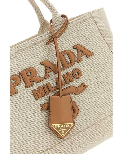 Prada Natural Logo-Detailed Tote Bag