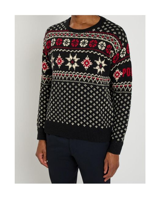 Polo Ralph Lauren Black Fair Isle Cotton-Cashmere Blend Knitwear for men