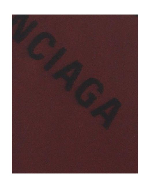 Balenciaga Purple Brushed Wool-Knit Logo Scarf
