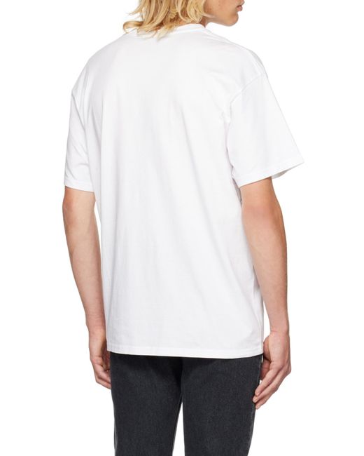Carhartt White Script Logo Embroidered T-Shirt for men