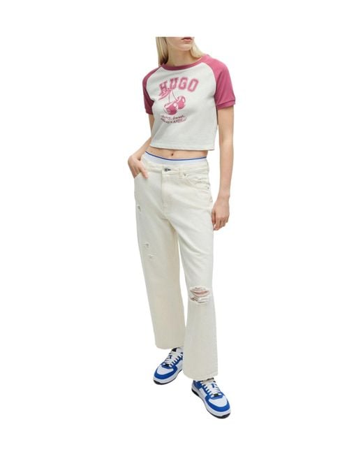 Boss Pink Loose Cropped Tshirt