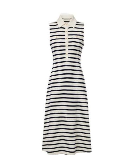 FRAME White Sea Breeze Striped Cotton Polo Dress