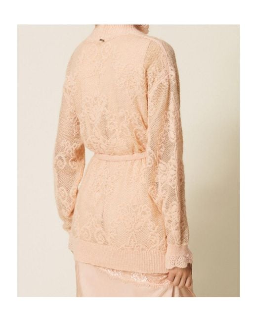 Twinset Natural Jacquard Alpaca-Blend Long Pullover