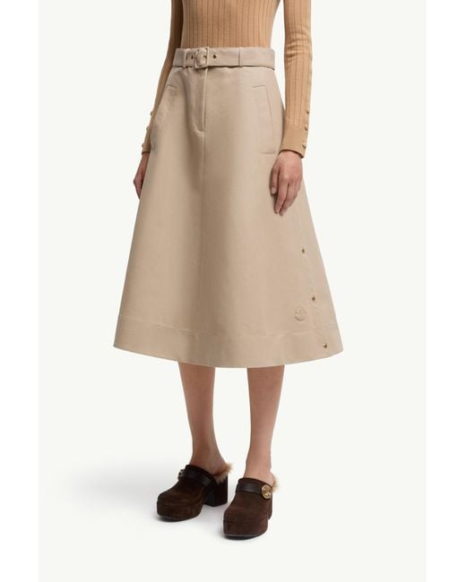 Moncler Natural Logo Patch A-Line Midi Skirt