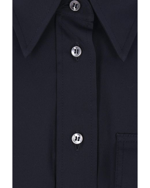 Brunello Cucinelli Blue Monili Detail Curved Hem Shirt