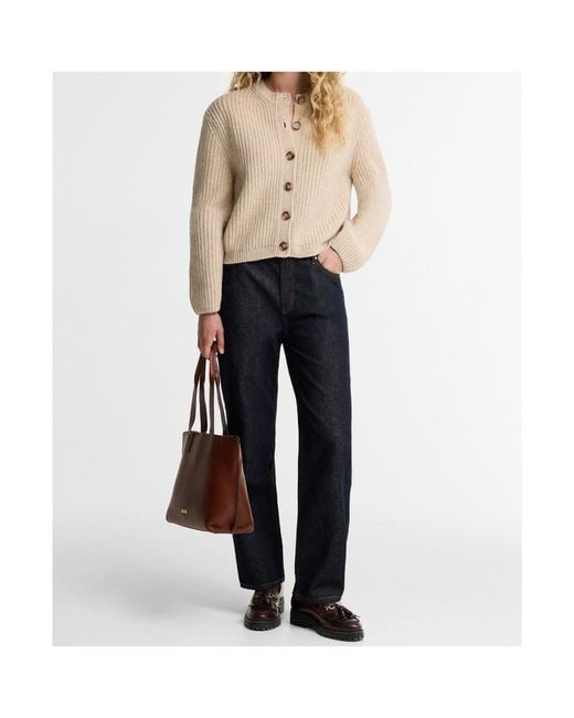 Barbour Natural Button-Front Knit Cardigan