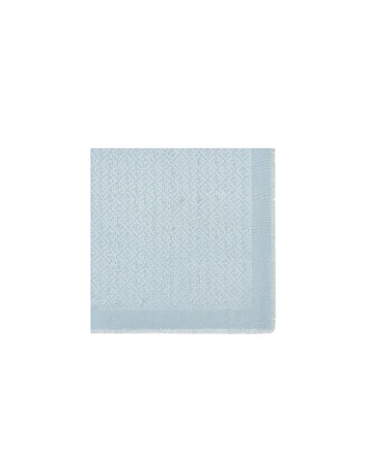 Fendi Blue Ff Jacquard Frayed-Edge Scarf