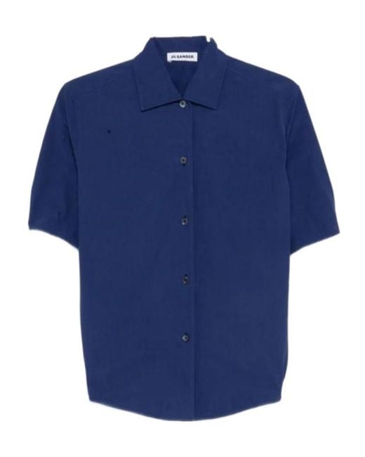 Jil Sander Blue Technical Faille Shirt