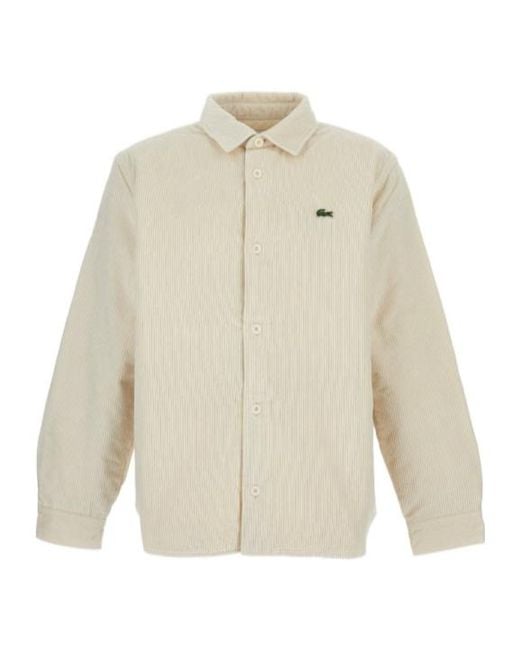 Lacoste White Oversized Corduroy Overshirt for men