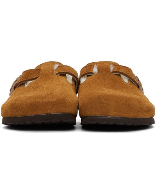 Birkenstock Brown Shearling Lined Slippers for men